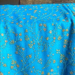 Turquoise and yellow Floral Embroidered Cashmere Pashmina shawl 🌺